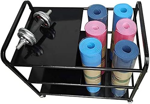 Miniatura 5 de Soporte de metal para esterilla de yoga, carrito de almacenamiento, cesta de esterilla de yoga con ruedas, organizador para esterillas de yoga para
