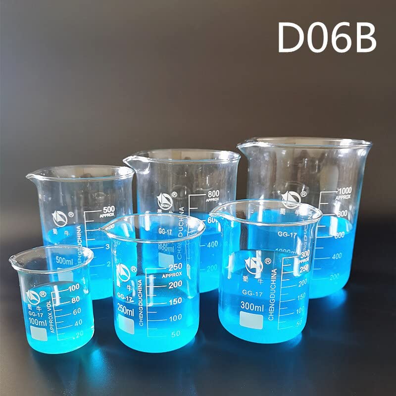 Fabrik Billig 1Set Lab Borosilikatglas Becherglas hitzebeständig Labware Becherglas Laborgeräte (Size : D06B)