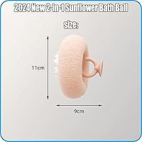 Vista 4 de Bola de baño de girasol 2 en 1, cepillo de limpieza exfoliante con ventosa, bola de baño con ventosa de girasol súper suave, esponjas de baño