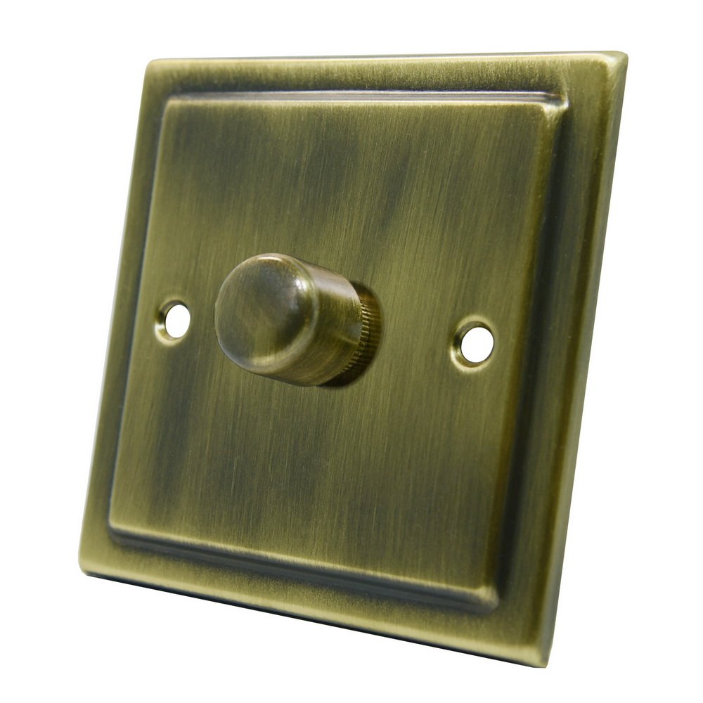AET VAB1GDIMLED 250 W 10 A 1 Gang 2 Way Victorian Antique Brass LED Light Dimmer Switch