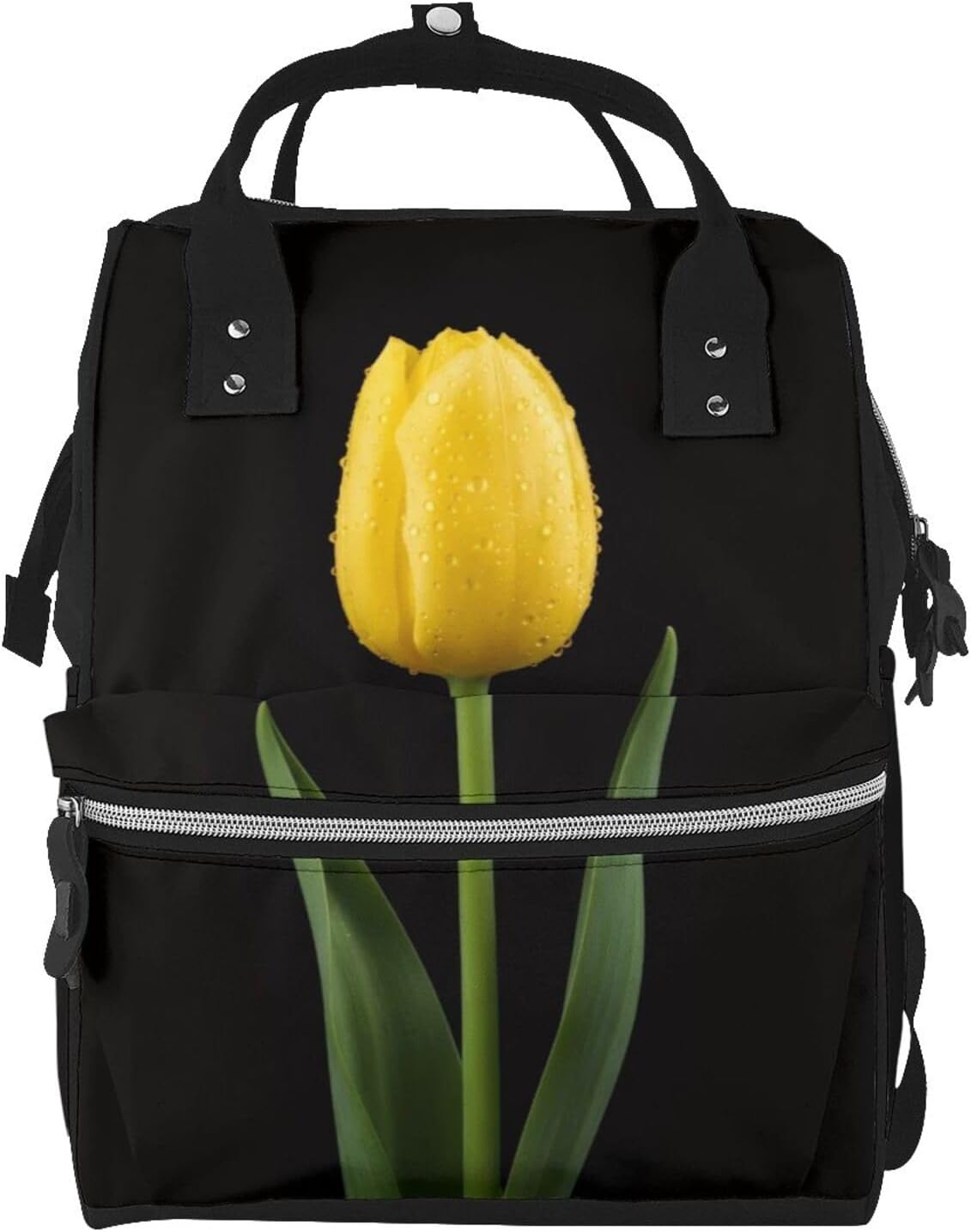 Golden Tulip Diaper Bag Backpack for Women, Large Capacity Waterproof Travel Bag with Stroller Straps