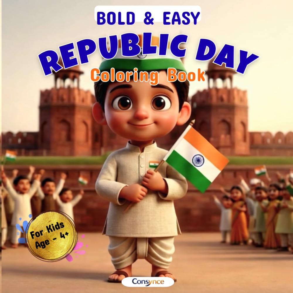 Republic Day Coloring & Activity Book: Bold and Easy Coloring Book for Kids, Republic Day India, Bold Illustrations, and Patriotic Scenes (Color India: Festival Edition)