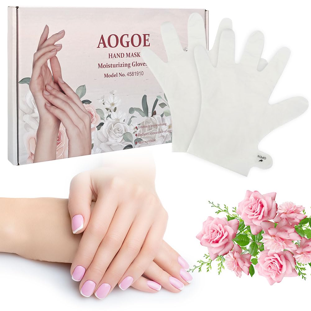 AOGOE Hands Moisturizing Gloves, 6 works Hand Skin Repair Renew Mask, Moisture Enhancing Gloves for Dry Aging