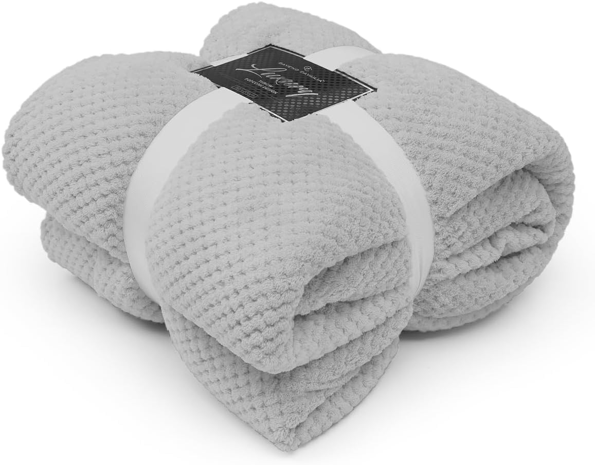 Fleece Blanket Sofa Bed Luxury Warm Cozy Premium Popcorn Fluffy Soft Couch Adult Sofas Throw, Travel Double Thermal Blankets Sherpa Snuggle Throws (Silver, 150x200 CM)