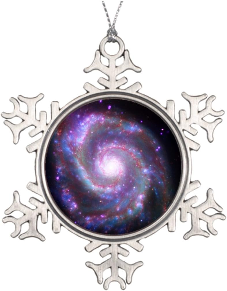 Xmas Trees Decorated Classic Spiral Galaxy Metal Christmas Snowflake Ornaments Space