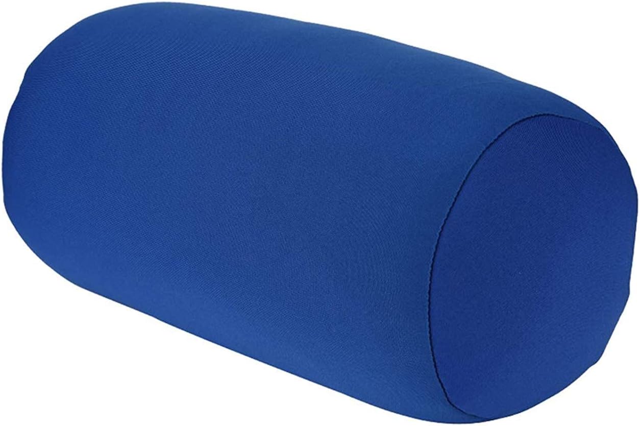 Fan-Ling Tube Microbead Bolster Pillow with Stay-Cool Fill & Silky Removable Cover, Odorless & Flexible, Head, Neck & Back Support for Home & Away, 12.6" x 6” (Blue)