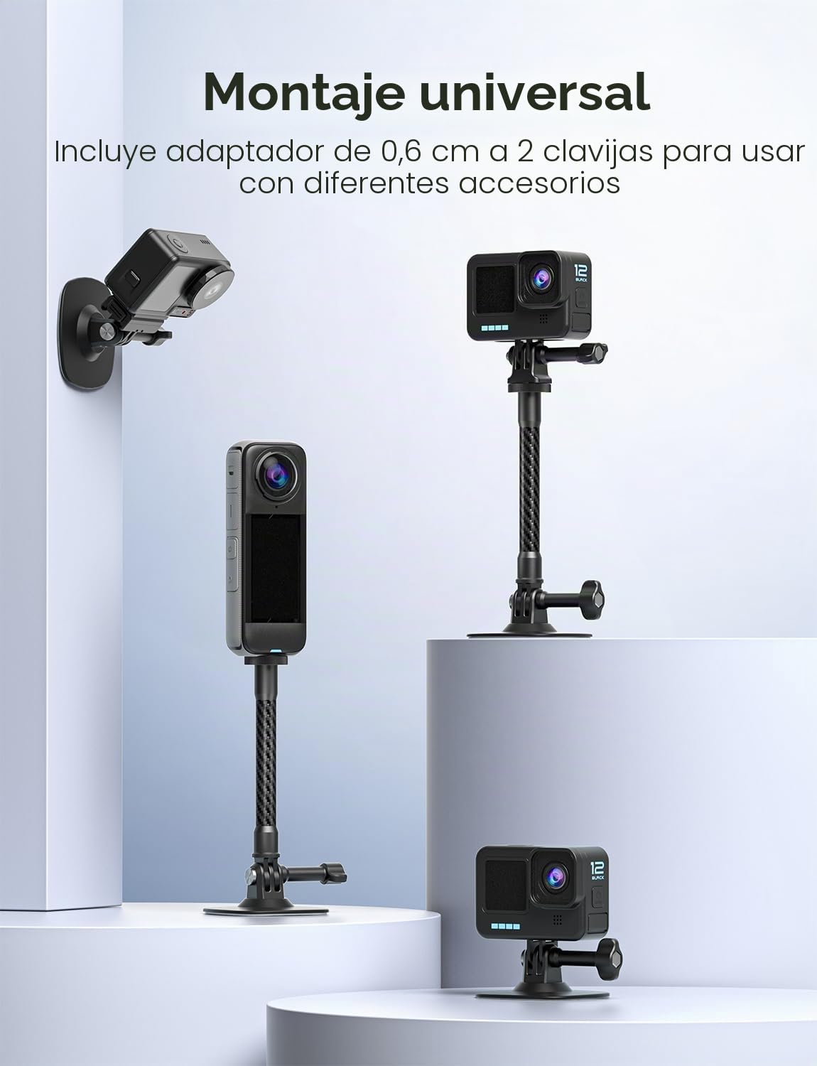 Montura Flexible Adhesiva Compatible con Montura para Casco Insta360 X5 X4 X3 Ace Pro Base Cámara Acción para GoPro Hero Kit Base para dji Osmo Action y Accesorios para Cámaras de Aventura