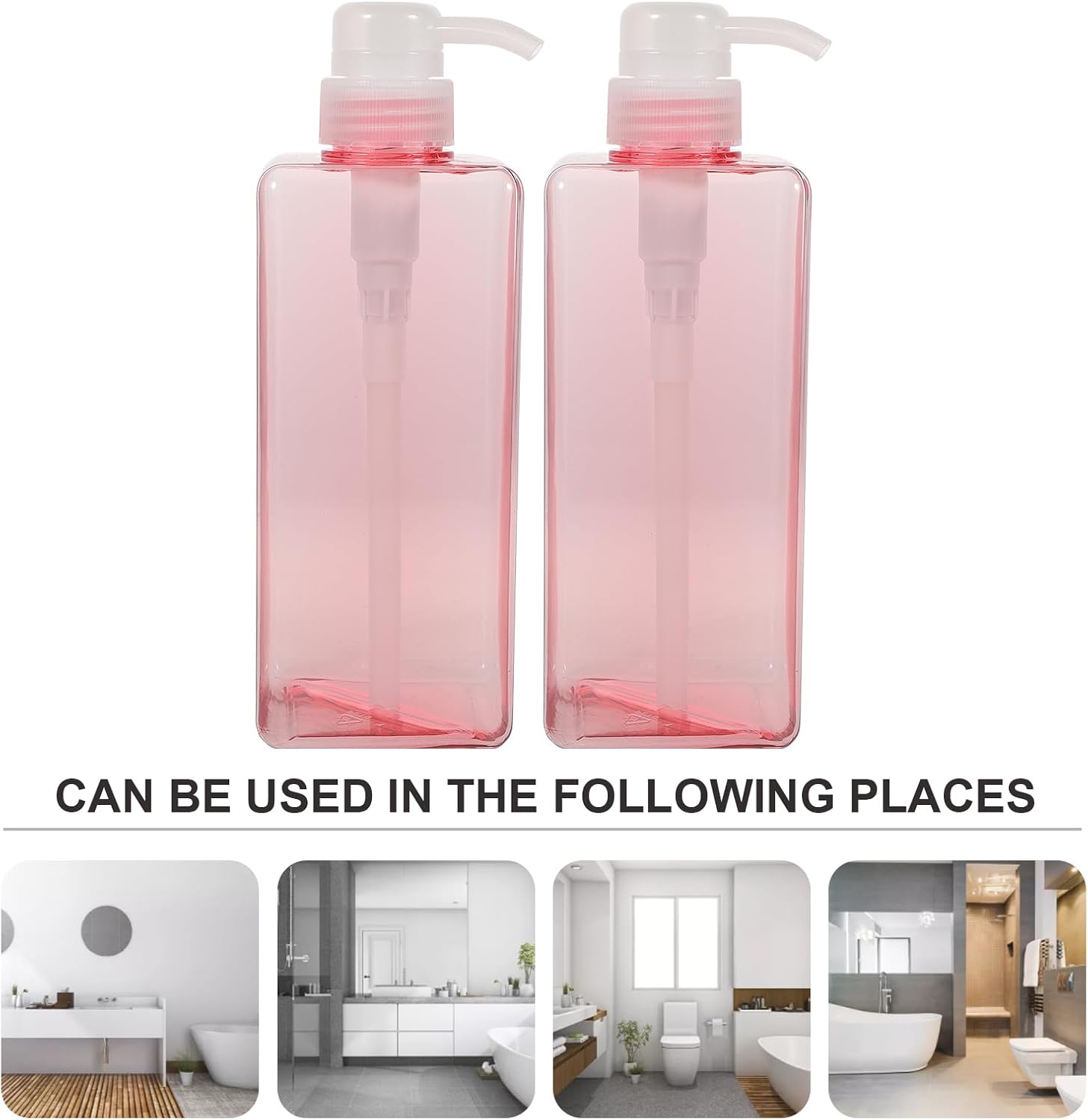 DOITOOL Four-Square Lotion Bottle with Pump Large Capacity Refillable Liquid Bottle Dispenser for Shampoo Body Wash Hand Soap Portable for Home and Hotel Use - Image 4