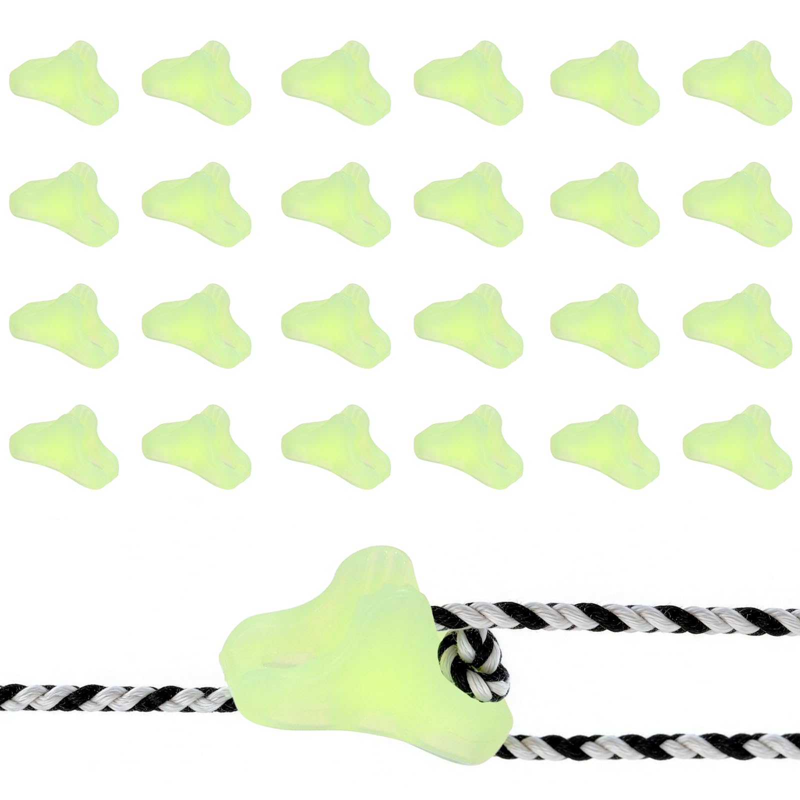 YELARXI Guyline Tensioners, Triangle Cord Adjuster 4mm 24Pcs Fluorescence Ultralight Tent Cord Paracord Tightener Rope Tensioner Fitting for Camping/Hiking/Backpacking/Outdoor Activity