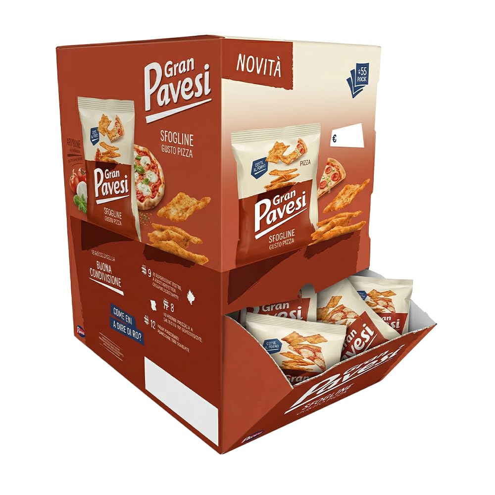 Gran Pavesi Sfogline Gusto Pizza Cotte al Forno Espositore da gr.30 x 35 Bustine | Solo 134 Kcal per Porzione