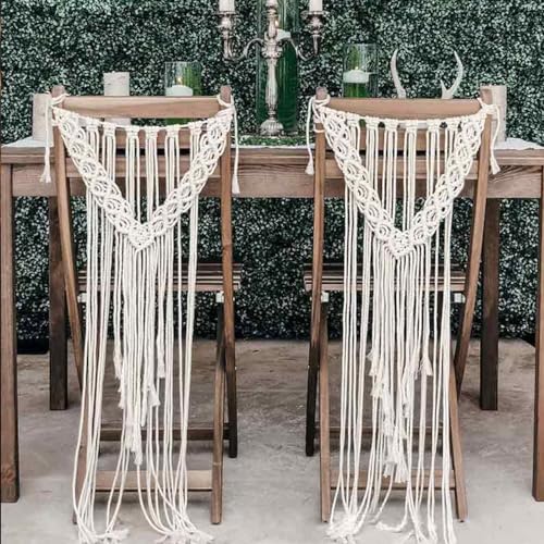 Somsiwey 2Pacs Macrame Chair Covers for Wedding...