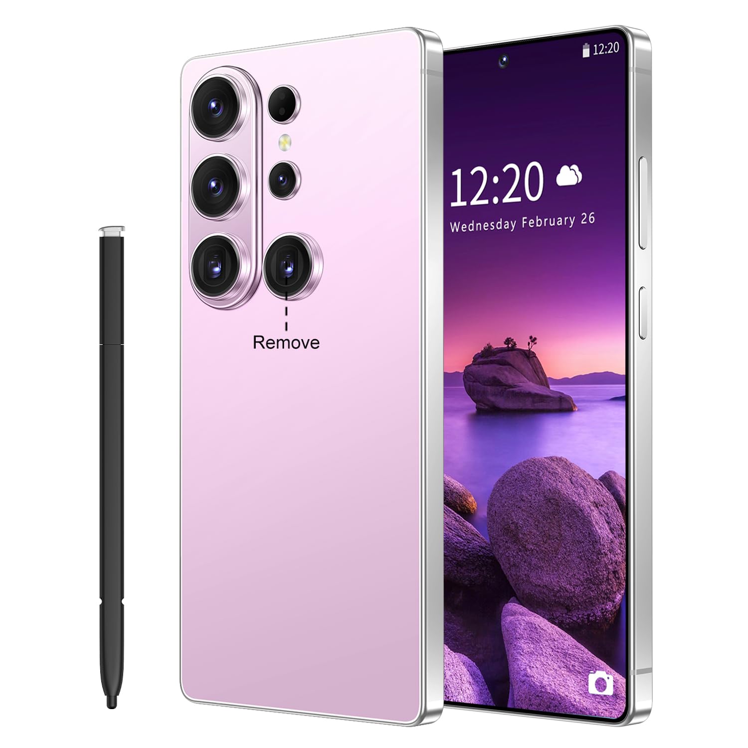 WWT 26 Ultra Unlocked Phone,Android 15 12+512GB Smartphone,Built in Pen The Phone,Cell Phone Battery 7000mAh 6.99" HD Screen,Dual SIM/5G/Face ID/Fingerprint Lock/GPS (Pink)
