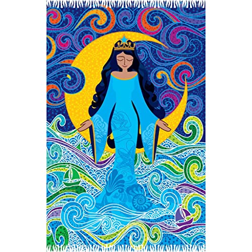 Canga de Praia Iemanjá - Canga - Tamanho 170cm x 120cm - Viscose/100% - Unissex - Adulto - Estampado - Desenho animado - Para amantes da praia