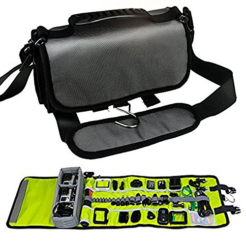 Mystery Travel Roll-Out Bag Camera Protective Case Rollup Shoulder Bag with Strap for GoPro Series SJCAM Yi Action Cameras with Smart Case Layout and Adjustable Main Compartment.