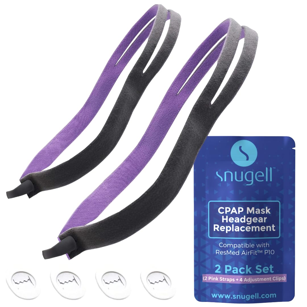 AirFit P10 Headgear Strap Replacement for Nasal Pillow Mask CPAP Accessories with 4 Adjustment Clips – Durable Premium Elastic Providing Secure Comfortable Sleep Therapy, 2 Pack - Pink