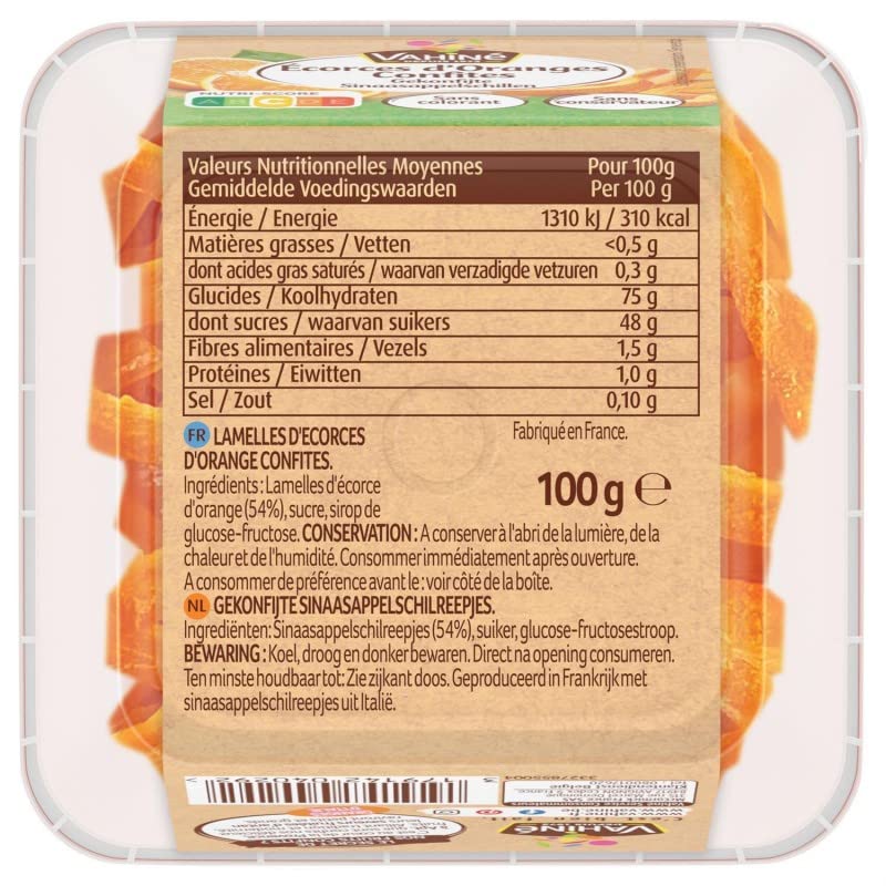 VAHINE - Vahiné Écorces D'Oranges Confites 100G - Lot De 3