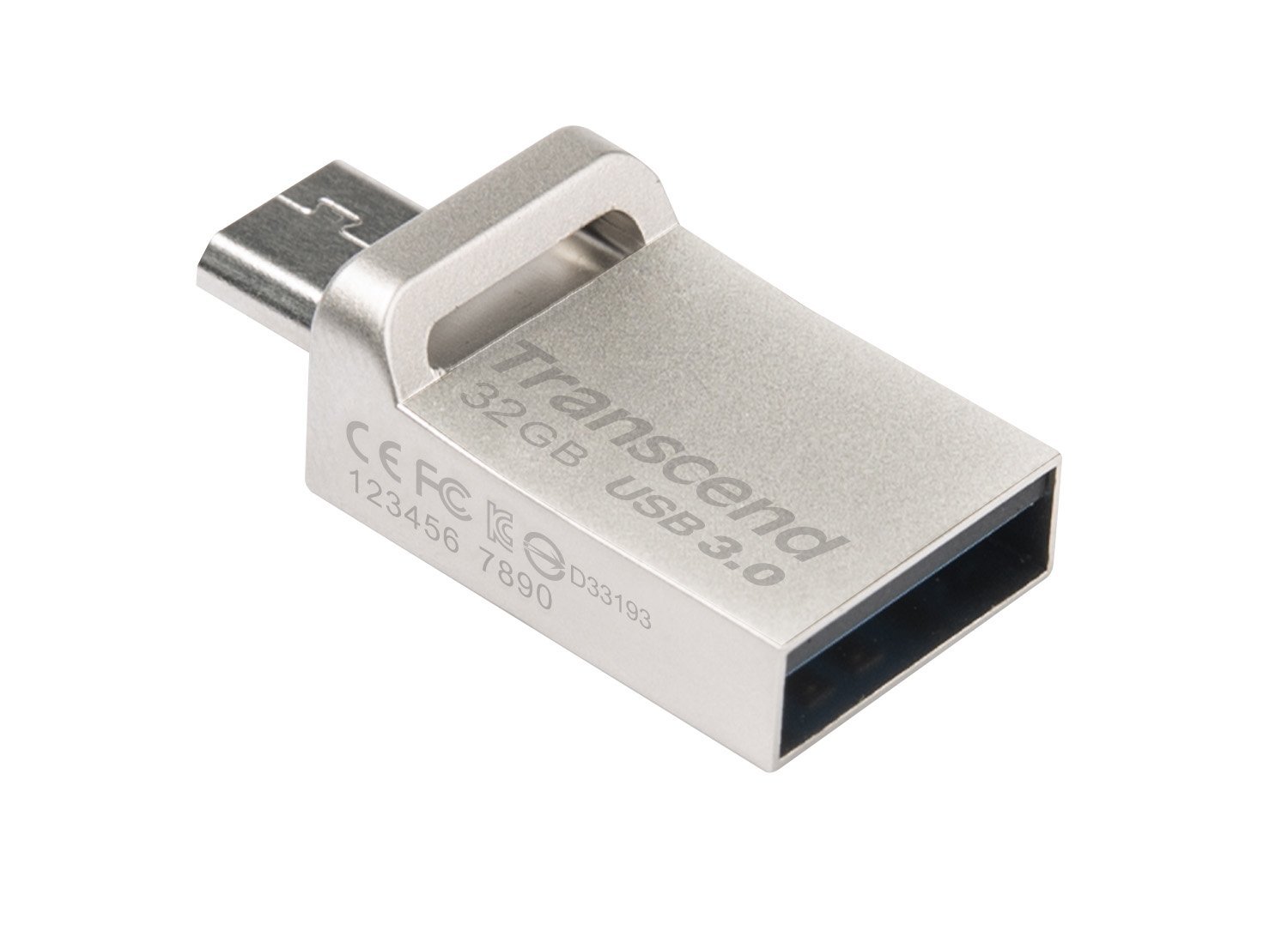 Transcend TS32GJF880S JetFlash 880 32 GB micro USB/USB 3.1, Gen 1 Type-A Pennetta a Doppio Connettore USB OTG per Android, Grigio