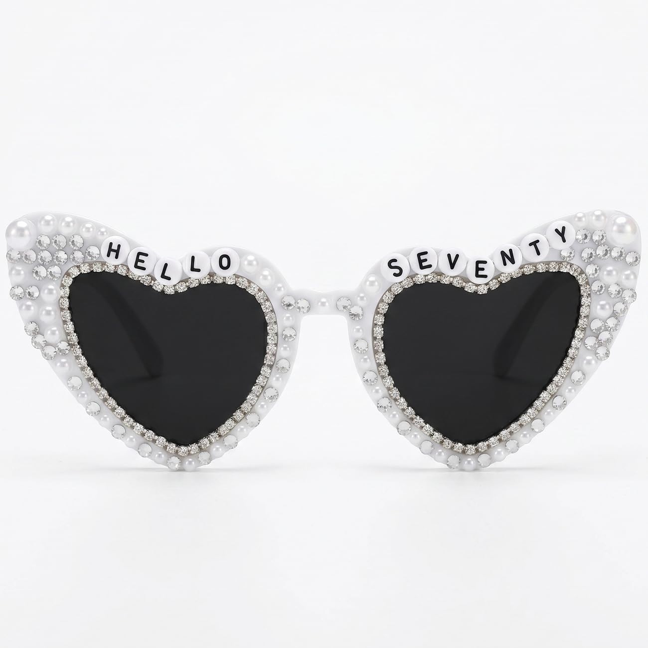 Tbay 70th Birthday Glasses, HELLO SEVENTY Sunglasses White 70th Birthday Glasses for Birthday Gifts Bday Deocr(White-seventy) โ image 1