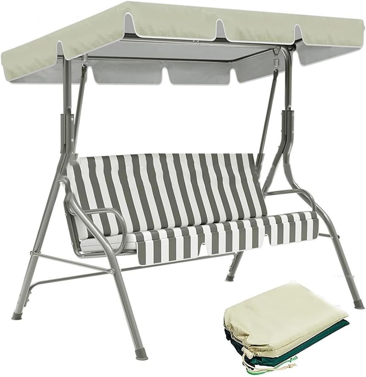 Outdoor Patio Swing Canopy Replacement Top Cover 2 3 Seater Waterproof for Patio Porch Garden Balcony Swing(Khaki,98x73x7inch)