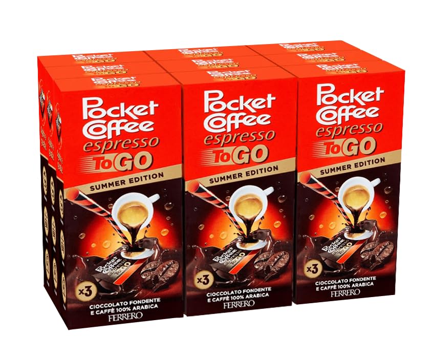 9X Pocket Coffee Espresso To Go Specialità Liquida al Caffè e Cioccolato Fondente Confezione da 3 Pezzi 64,8ml - Summer Edition