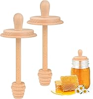 Vista 8 de Sun3drucker Juego de tarros de madera para miel con tapas, palo de madera para tarros de boca regular, tapas de panal de miel para boca regular