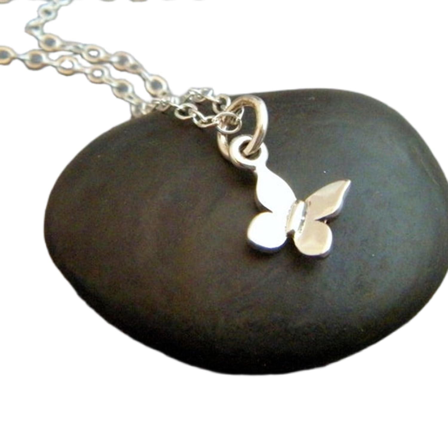 con farfalla supercollana in, argento sterling 925. Delicato ciondolo piccolo, semplice, per tutti i giorni, origami, delicato, con ali, ciondolo naturale|catena 18 pollici|placcato argento|_3170