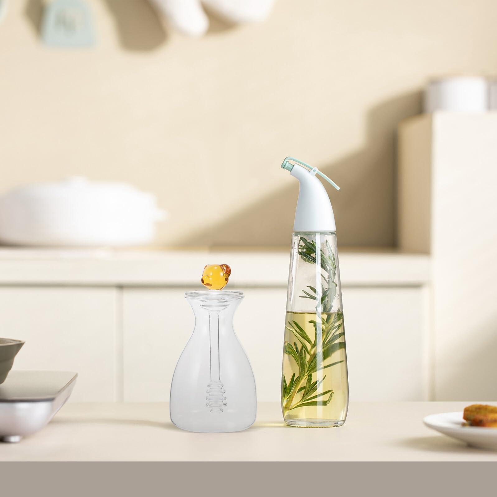 Toyvian Glas Honigspender Mit Löffel Durchsichtiges Honigglas Aus Glas Sirupspender Für Küche Mit Deckel Praktischer Honigbehälter