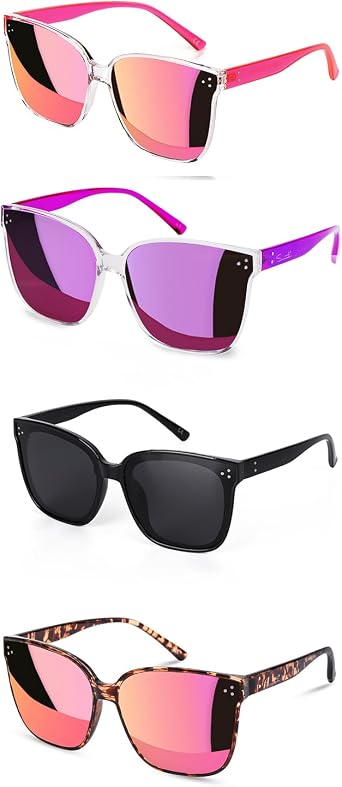 Sumato Sunglasses Womens, Oversized Pink Sunglasses for Women with Trendy Mirrored Lens UV400 Blocking