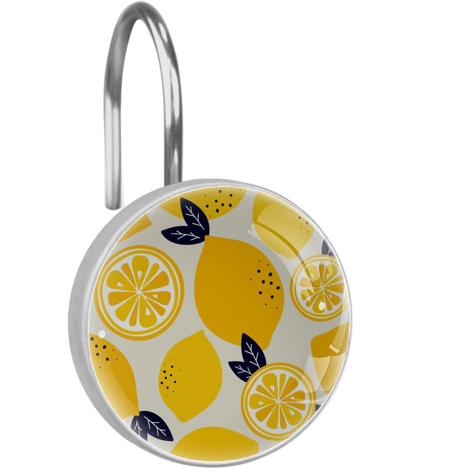 Crochets de rideau de douche inox durables aux motifs fruits jaunes