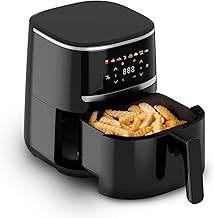 aeco Compact AirFryer 4.3 Litre Hot Air Fryer with Digital Touch Display, 1500 Watt, 80°-200° Adjustable, 8 Programmes, Includes Recipe Book (English language not guaranteed)