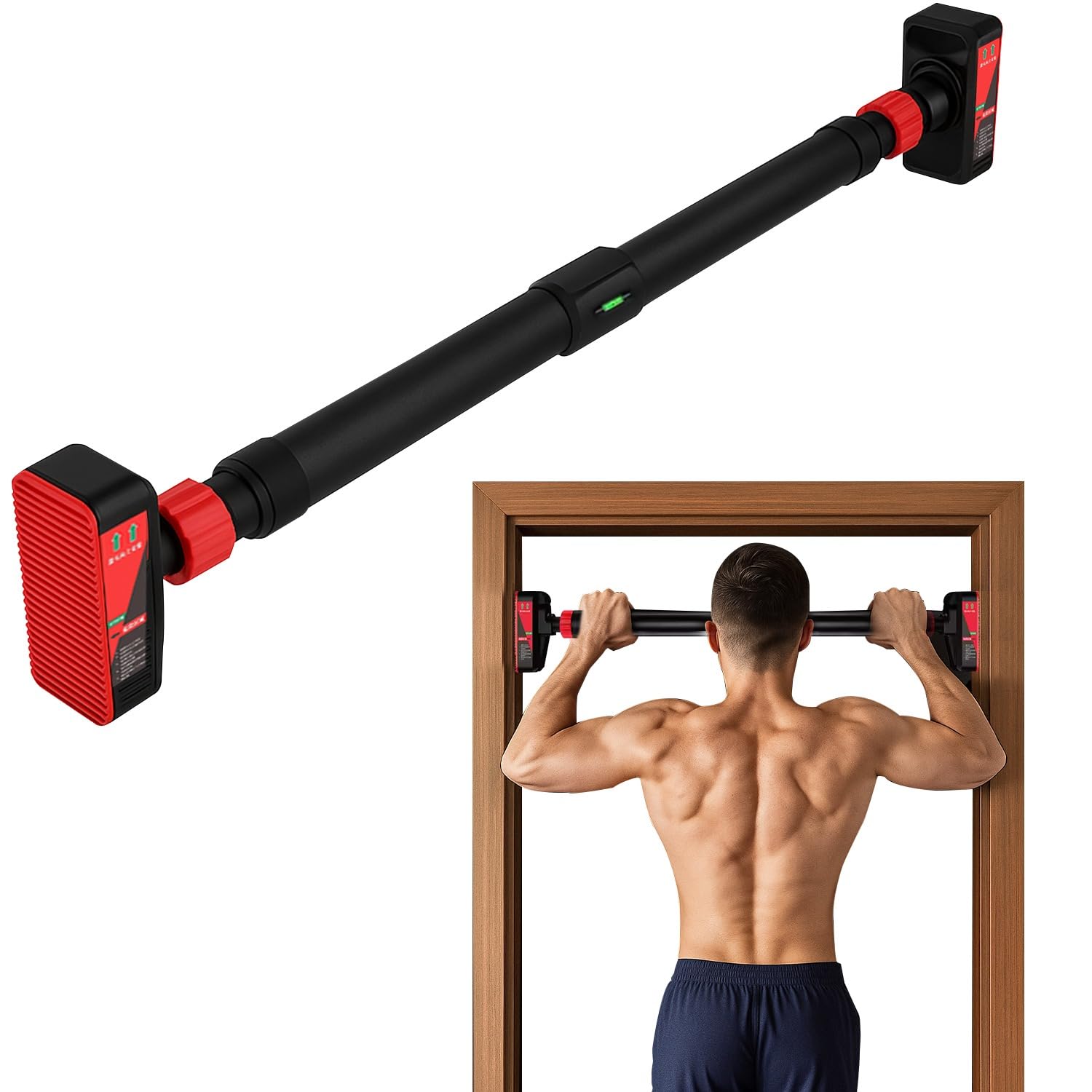 Maxpro Premium Pull Up Bar for Home Workout, Adjustable Rod 93-125cm width, Wall Mounted without Screws, Max Load 200kgs, Anti-Skid Grip for Pull-Ups, Chin-Ups, Push-Ups, Sit-Ups, and Stretching Adjustable Upper Body and Core Workout Bar(MP3002)
