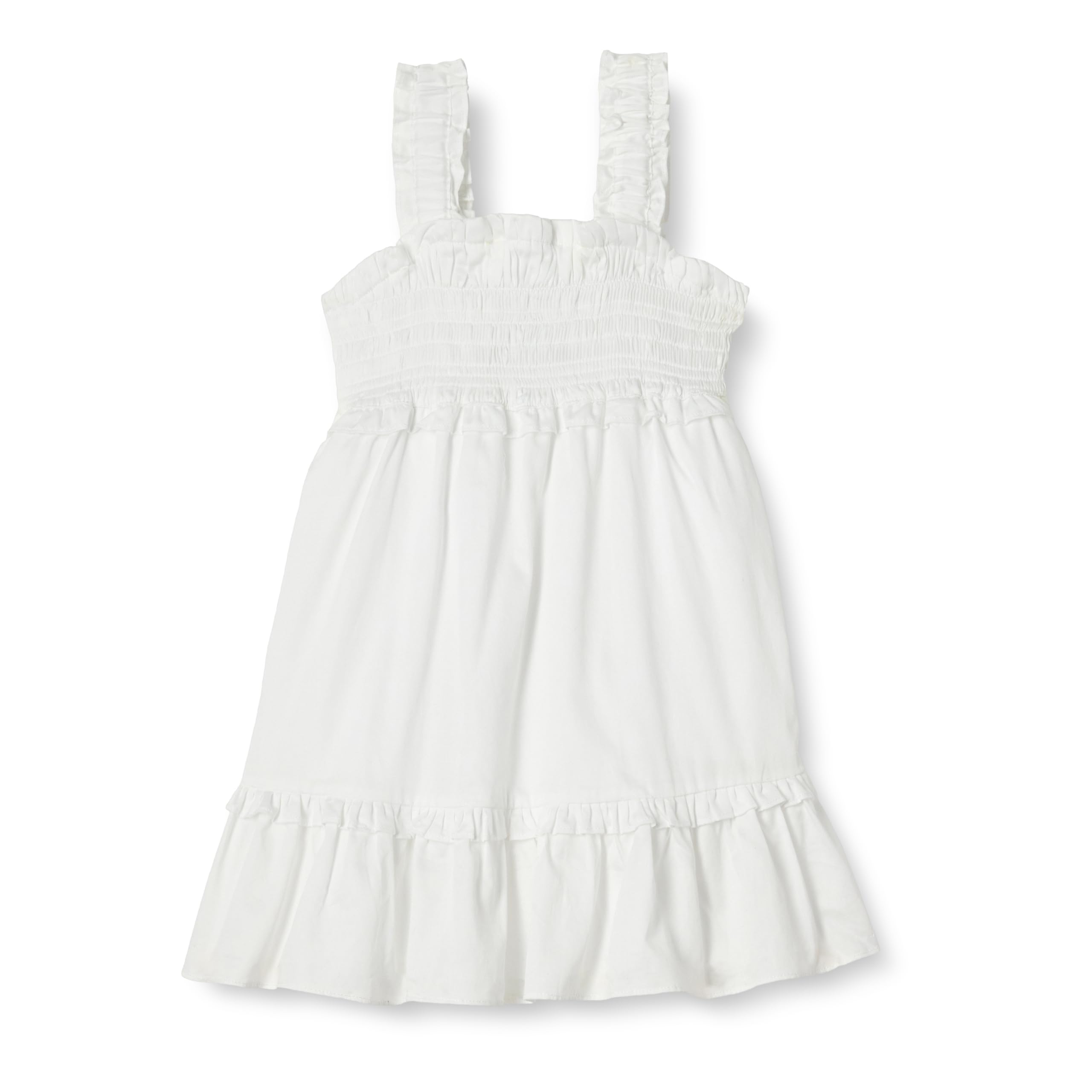 Amazon Essentials Girls' 100% Cotton Smocked Tank Dress, White, 9 Years