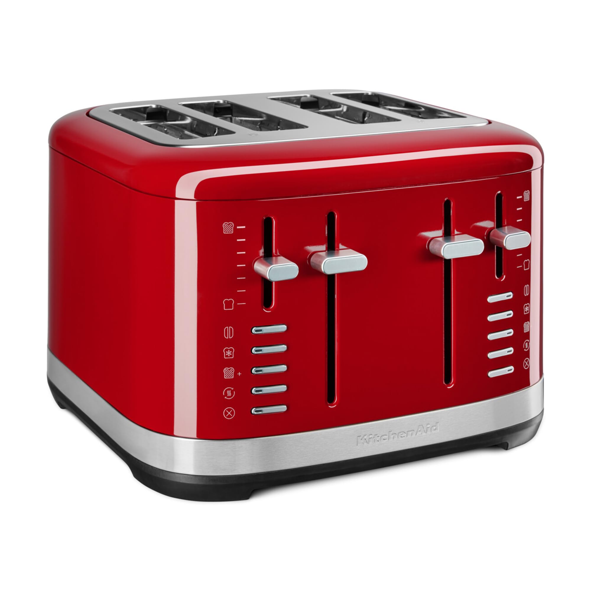 KitchenAid Tostadora 4 Rebanadas, Ranuras Extra Anchas, Controles Duales Independientes, 7 Niveles de Tostado, Funciones Bagel, Descongelar, Recalentar y Más Tiempo, Palanca Alta, Rojo Imperio