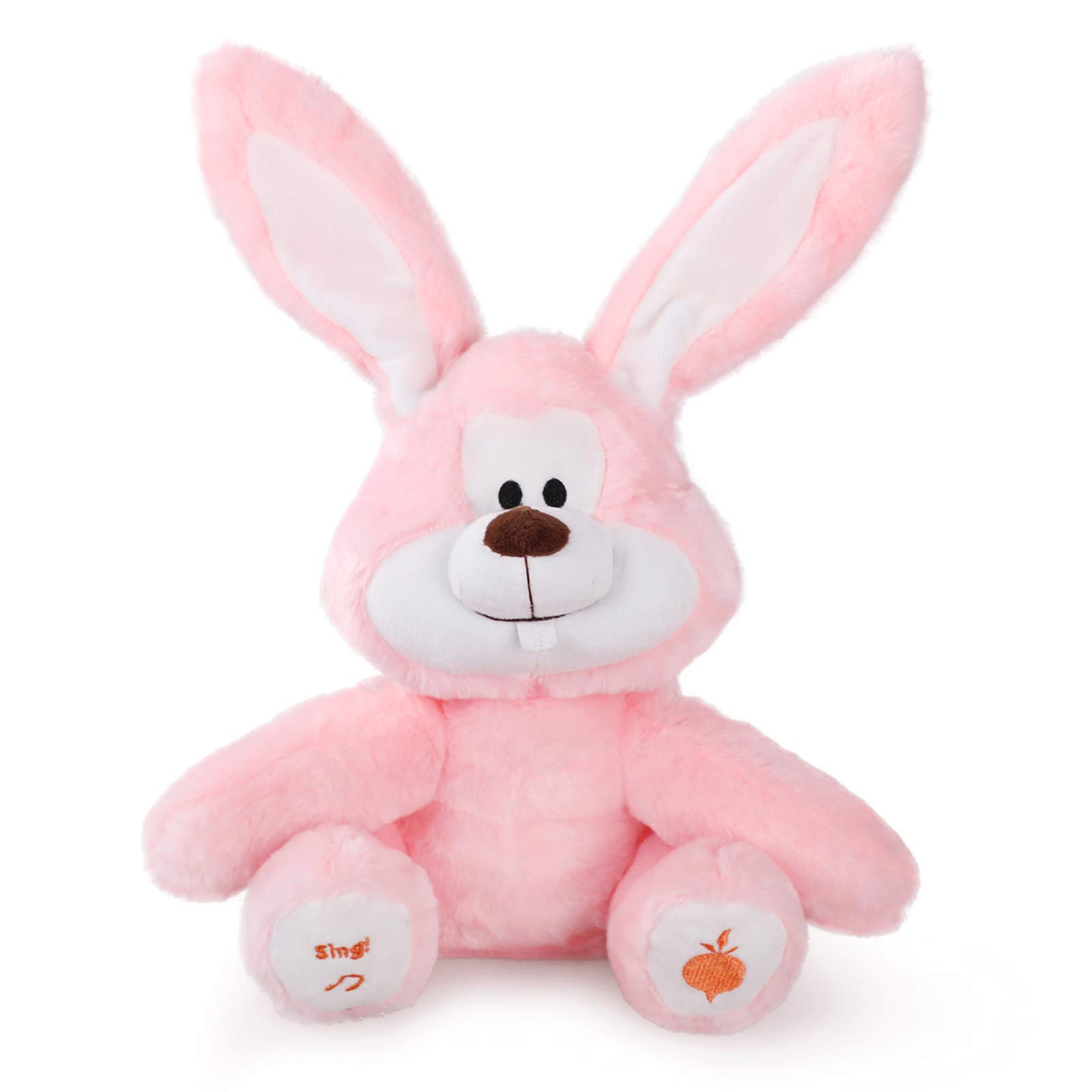 Peek-A-Boo Talking Bunny,Interactive Animated Stuffed Plush Animal Toy,Cute Singing Rabbit That Repeats What You Say,Electronic Pet for Birthday Gift,Baby,Kids,Girls,Toddler,12", Pink
