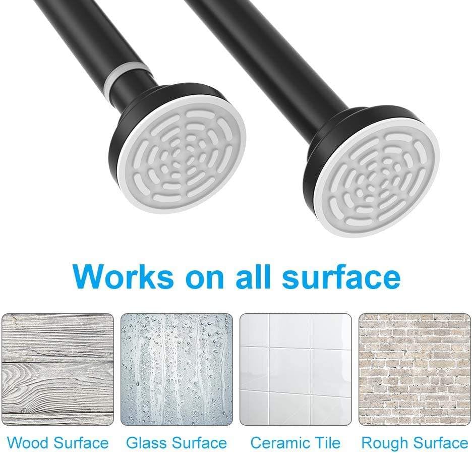 Image of JD FRESH 115 Cm to 215 Cm Extendable Curtain Rod Holder Non-Drilling /Anti-Skid Spring Pull Rod /Stainless Steel Rust Proof Shower Curtain Rod /Window Curtain Rod / (White)