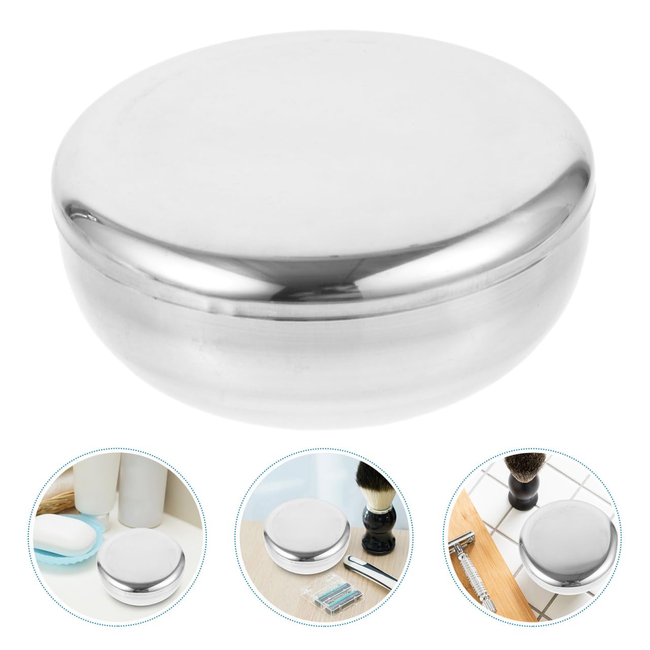 ROSENICE Bol de rasage en acier inoxydable pour homme (argent)