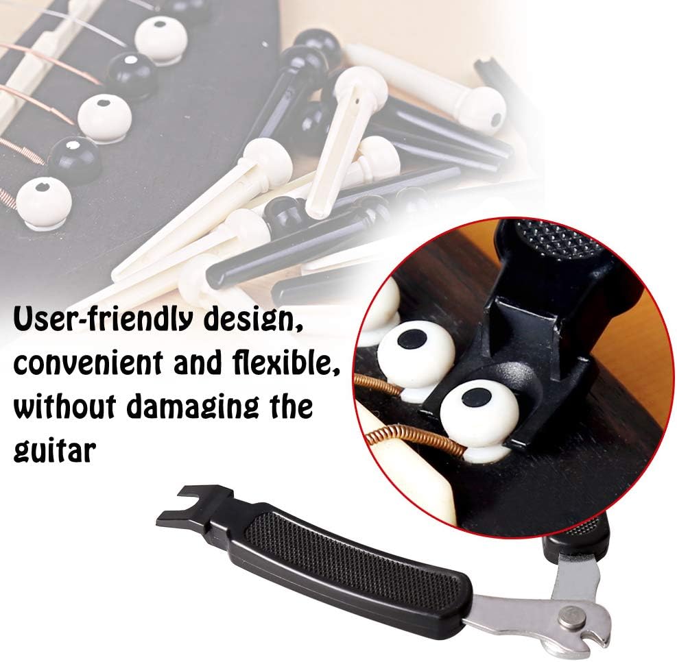 Guitar Bone Bridge Saddle Nut Bone Bridge Pins Made And String Winder Cutter and Bridge Pin Puller, Guitar Repair Tool Functional 3 in 1 : Musical Instruments
