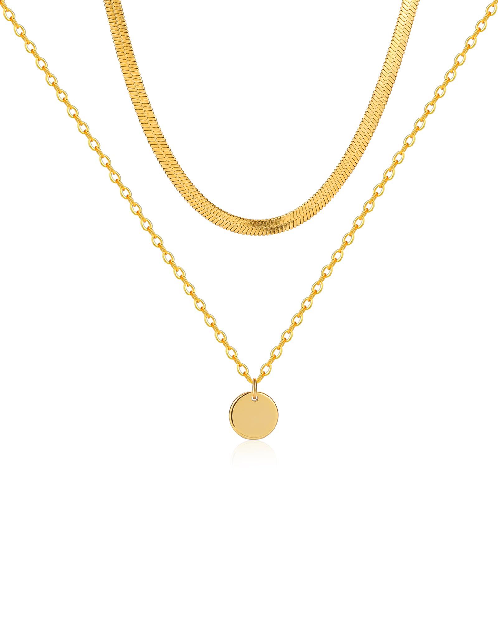 Mesovor Collares en Capas de Oro para Mujer, Gargantilla de Diamantes con Cuentas de Disco de Moda Delicada Chapada en Oro de 18 Quilates, Regalos de Joyería