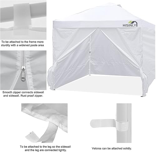 Miniatura 5 de Hisinly Paredes laterales de tienda de campaña instantáneas para toldo desplegable de 10 x 10 pies, impermeable 300D, 4 paredes laterales con