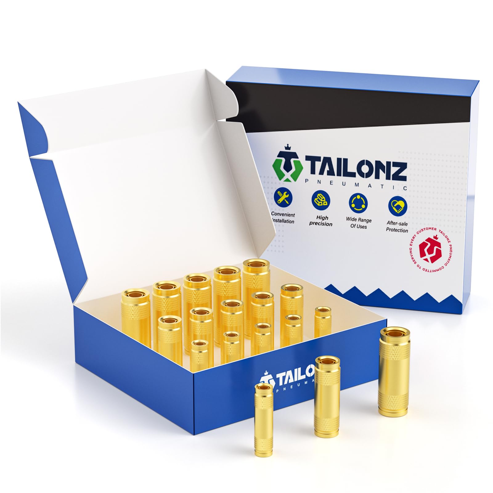 TAILONZ PNEUMATIC Raccordo pneumatico DOT da 1/4" 3/8" 1/2" OD Raccordo pneumatico DOT, raccordi a spinta in ottone, raccordi per tubo dell'aria, raccordi a collegamento rapido per compressore,