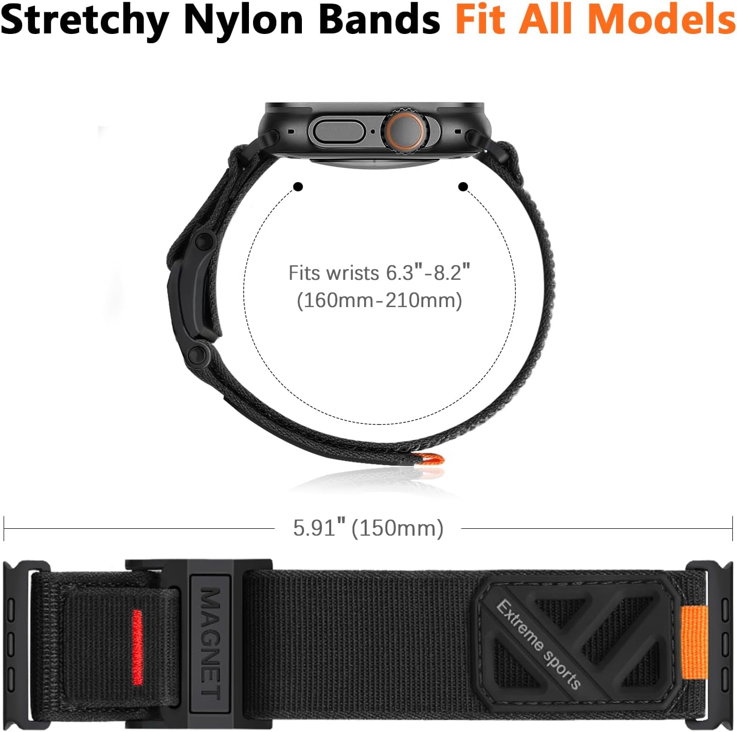 Compatible Apple Watch Ultra Bands for Men, Wide Soft Nylon Sport Loop, Sturdy Magnetic Buckle for iWatch 49mm (Ultra3/2), 46mm (11/10 Series), 45mm (9/8/7), 44mm (SE/2/SE/6/5/4), 42mm (3/2/1) - Image 2