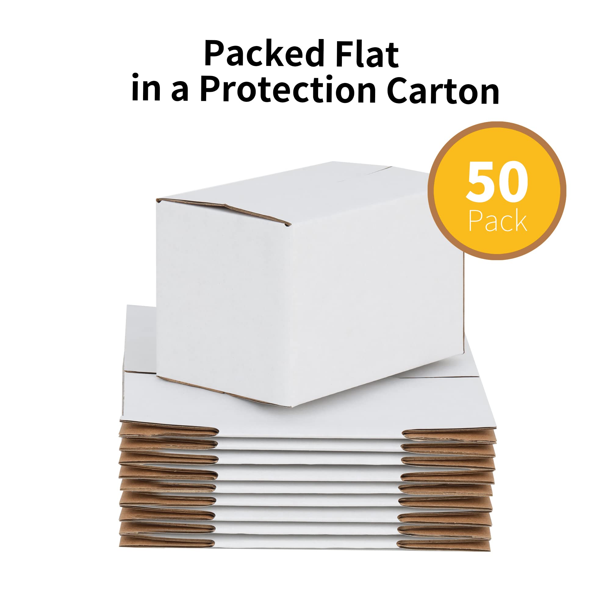 Cajas de envío 6x4x4, paquete de 50, cajas de cartón corrugado Kraft pequeñas para embalaje de correo, blanco