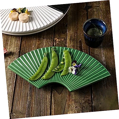 Plato japonés de cerámica para sushi estilo abanico miniatura 5