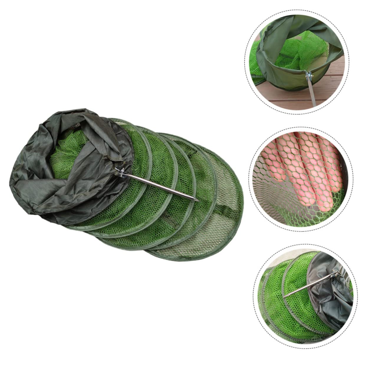 KOMBIUDA Filet de pêche Pliable en Acier Inoxydable Robuste Filet de Protection pour la pêche Filet de pêche Portable pour la pêche Sauvage et Le Stockage du Poisson
