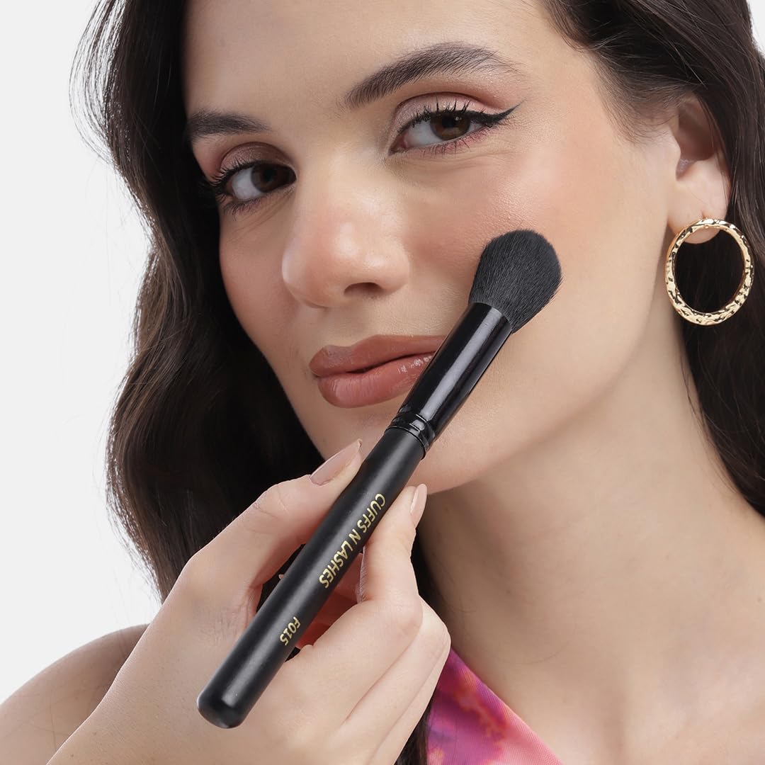 Cuffs N Lashes F015 Small Blush &Powder Brush | Professional Makeup Brush with Soft Bristles | Handmade in India | Cruelty-Free | Perfect for Blush and Loose Powder Application - Image 3 thumbnail
