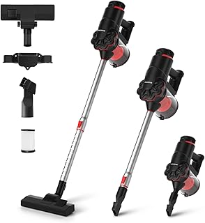 Aigostar Cyclone - Aspirador de mano y vertical 3 en 1. Filtro HEPA. Aspirador tubo telescópico, cepillo de suelo y accesorio de boquilla estrecha