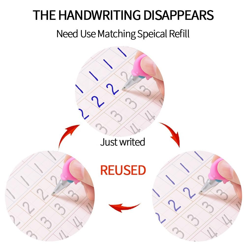 4 Pack of Grooved Writing Books for Kids,Magic Copy Books,Reusable Writing Practice Workbook for Kids Age 3-5 Kindergarten Preschool Calligraphy - Image 4