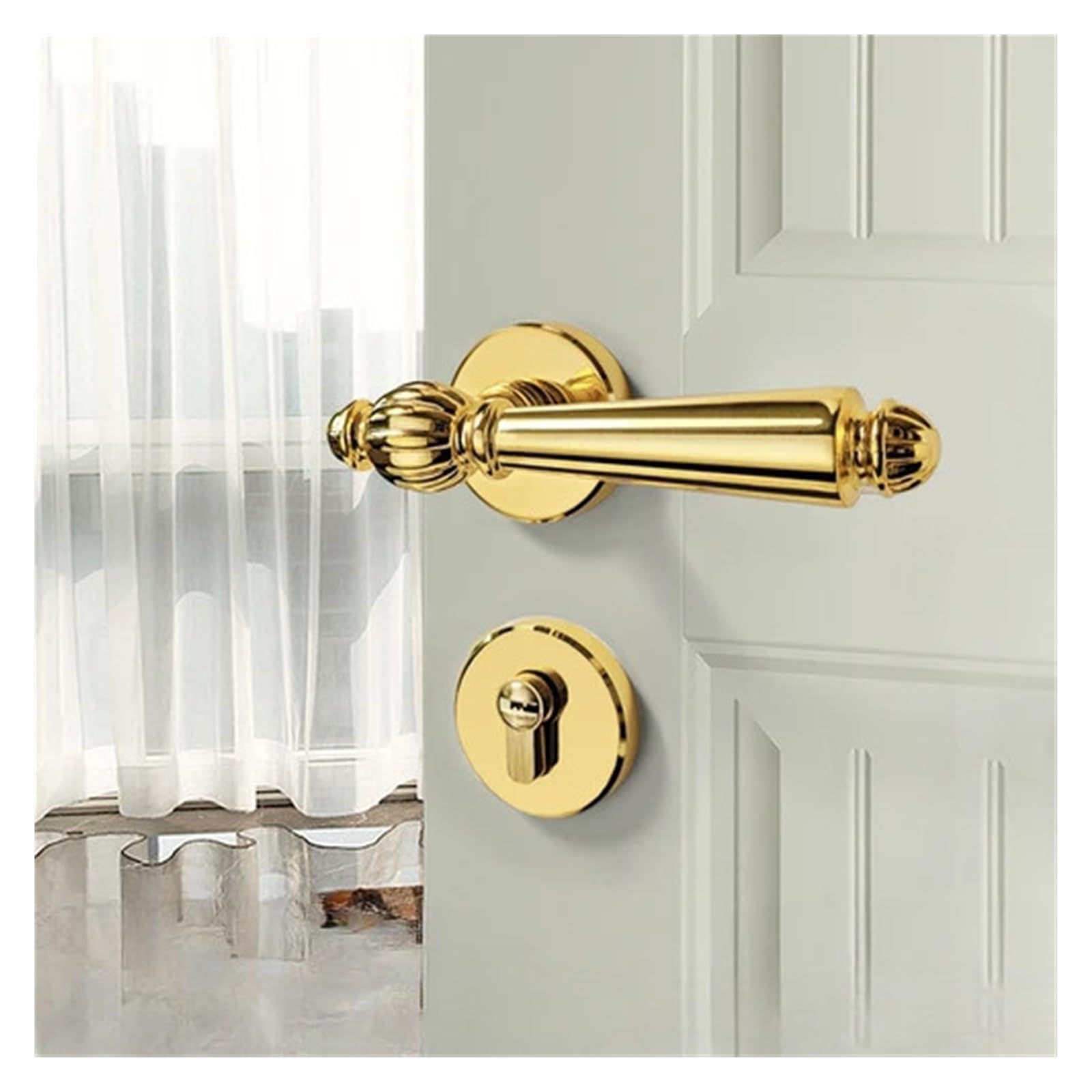 Indoor Door Lock, Aluminum Alloy Silent Indoor Door Lock - European Style Bedroom Split with Key and Handle(Stylec)