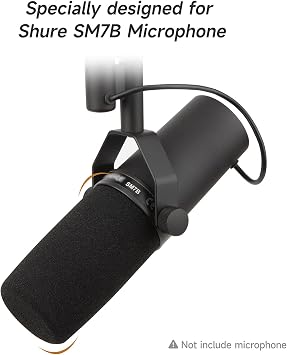 SM7B Pop Filter - Mic Foam Cover Compatible with Shure SM7B Vocal Dynamic Microphone Black Windscreen Noise Cancellation