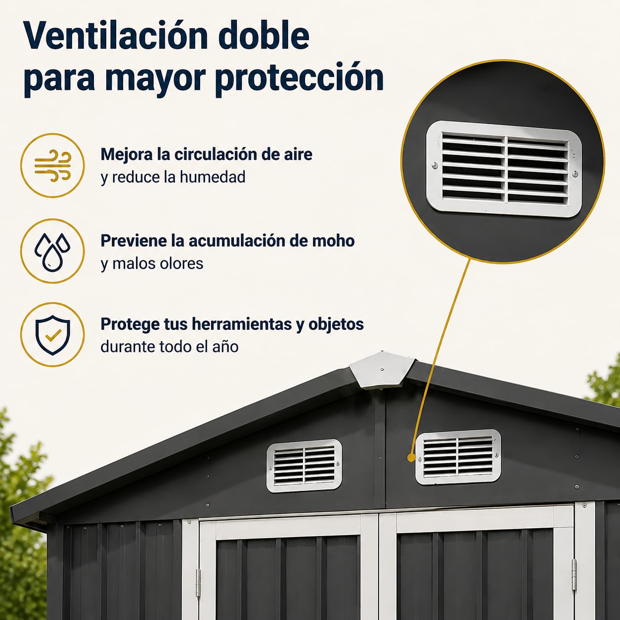 Caseta de Almacenamiento Metálica para Jardín, con Puerta de Apertura Exterior, Estructura Robusta y Espacio Amplio (202 x 112 x 190 cm)